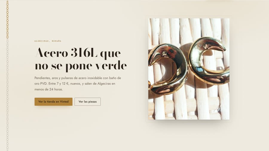 Portada de la web de Luxeinox, bisutería de acero inoxidable